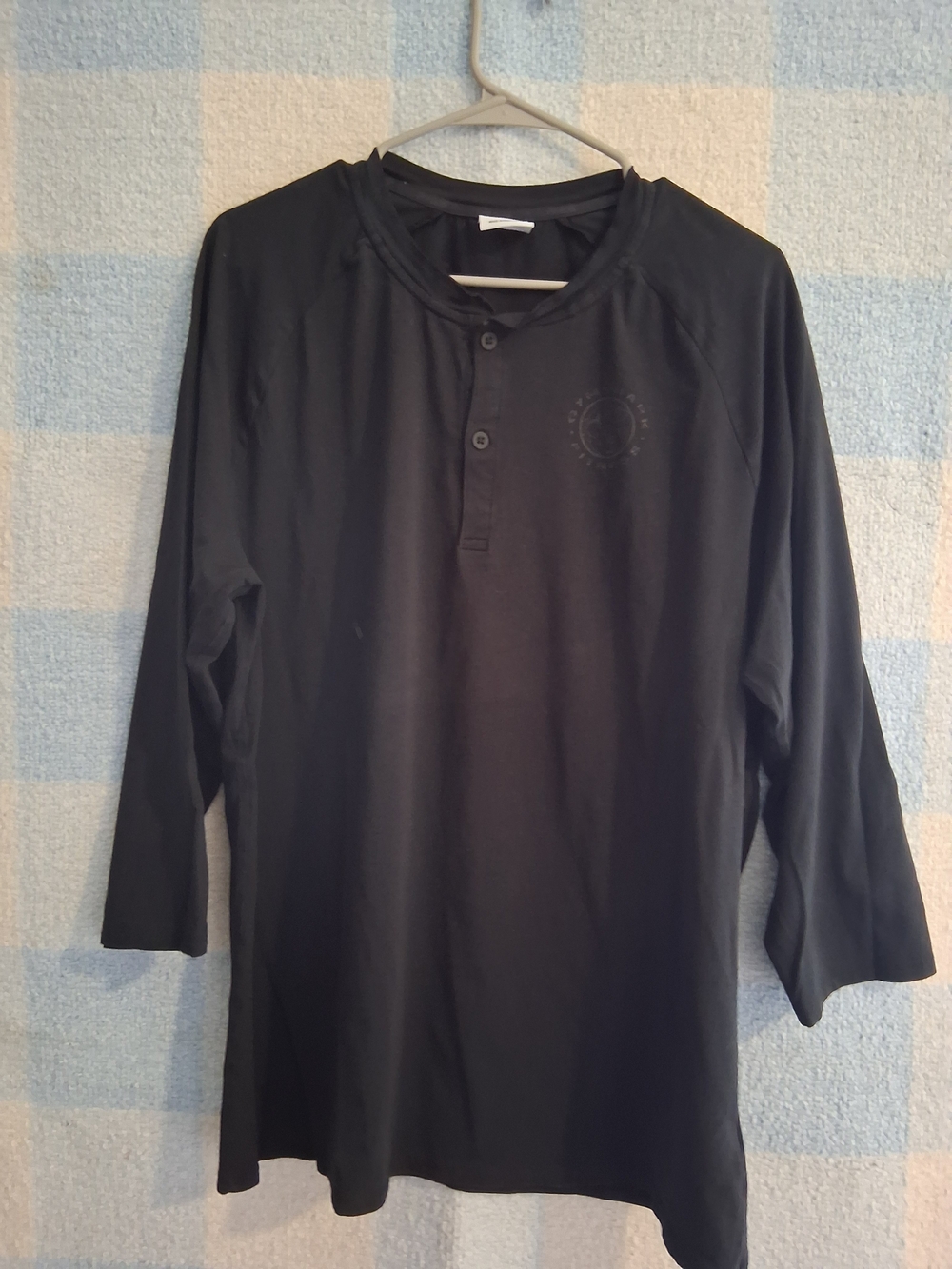 Gymshark Men's Long Sleeve Black Henley Shirt Sz Xxl